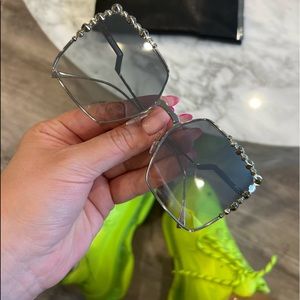 Fendi mirror silver square sunglasses